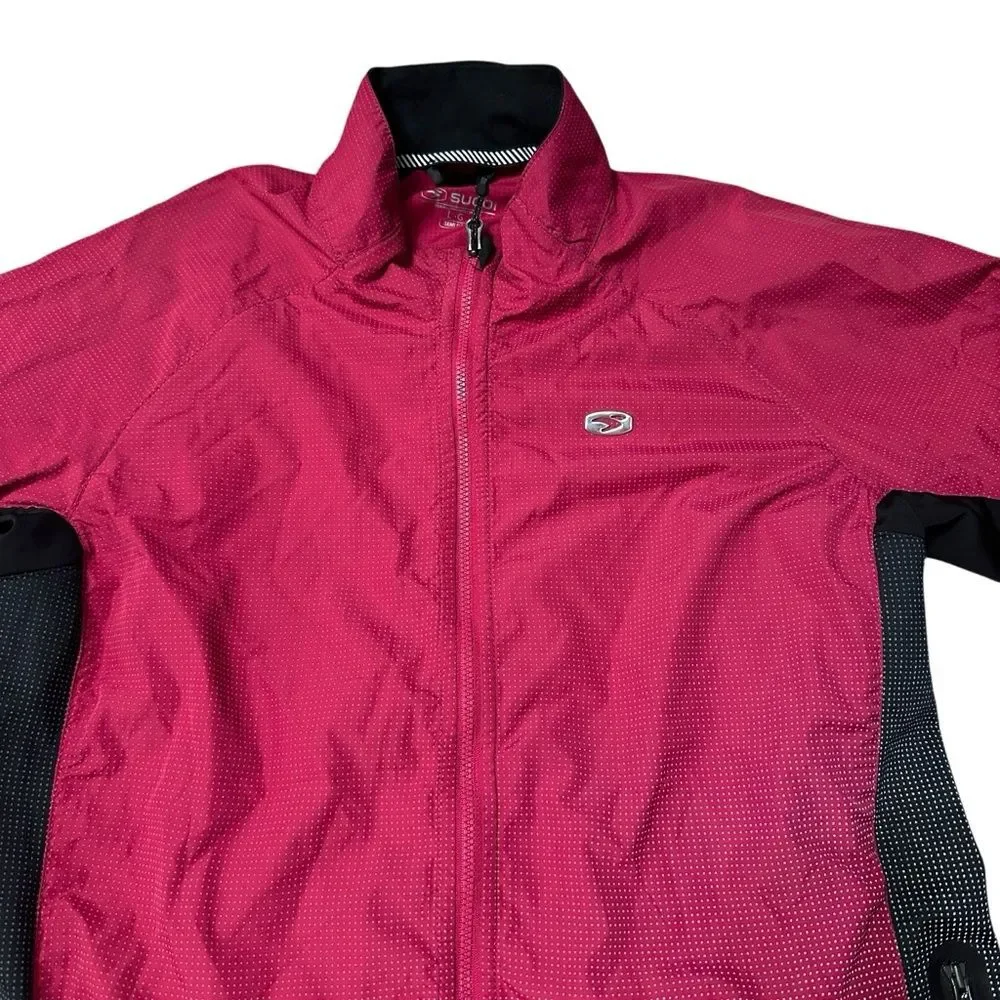SUGOi Pink and Black Zip-Up Reflective Waterproof Bike Jacket Large - Picture 5 of 9